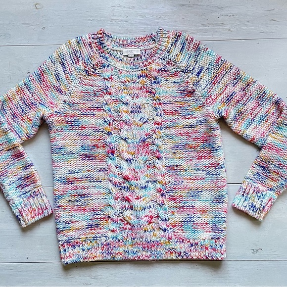LOFT Sweaters - Loft Outlet Women’s Fairycore Long Sleeve Cable Sweater Size M Multicolor Pastel
